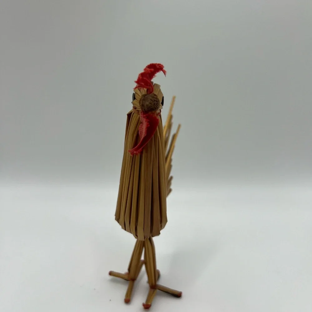 Vintage Handmade Straw Rooster Chicken Figurine Traditional Tuppen Ture Collecti